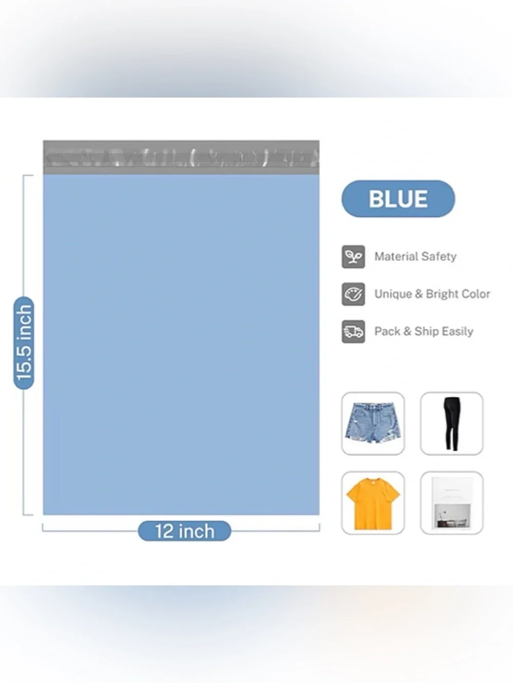 Solid Hazy Blue Poly Mailers 12